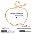 Détail du bracelet en acier inoxydable 18K avec cœur en zircon blanc et fermoir - Style Vague (JDB0310012)