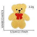 Golden teddy bear embroidery patch with red bow and precise size measurements - Teddy Bear / 1#