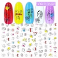 3D nail stickers featuring F613 abstract line art faces and colorful rose designs - F613 (Bare Sheet)