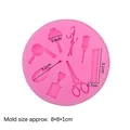 Stampo in silicone rosa con strumenti per parrucchieri per argilla e pasta di zucchero - 2# Strumenti per Parrucchieri (Rosa)