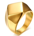 Anello con sigillo geometrico dorato minimalista con finitura lucida a diamante - US 7 / Oro (04303)