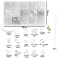 15-compartment silver DIY jewelry making kit with beads, chains, and findings in a box - 15 Grids / Includes Beading Needle / Silver Set