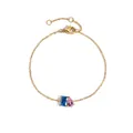 14K gold plated stainless steel bracelet with blue rectangle and pink drop zircon - 14K Gold / December Lake Blue Square Pink Teardrop