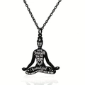 Collana con silhouette yoga nero opaco e citazione motivazionale per uomo e donna - Nero