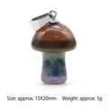 7 Chakra stone mushroom pendant with silver metal bail, layered natural healing crystal - Small Mushroom Pendant (Silver Cap)