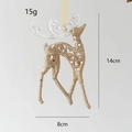Golden glitter reindeer Christmas ornament decoration with transparent antlers 14x8cm - Golden Elk / 14x8cm/15g / Gold