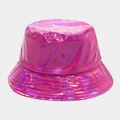 Detailed close-up showing the holographic pink reflective fabric of the bucket hat - M (56-58cm) / Rose Red