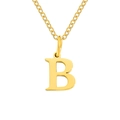 Polished gold titanium steel necklace featuring a minimalist letter B initial pendant - Letter B / Gold
