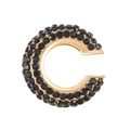 Golden C-shaped ear cuff featuring a row of pave-set black rhinestones for women - Outer Diameter 1.9cm / KC Gold - Black (8327)