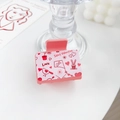 Pink heart plastic hair claw clip with Saint Valentine and Love prints for women - Happy Moment - Square