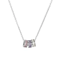 Bracciale in acciaio al titanio con tre anelli e cristalli rosa viola e bianchi - M202 Collana Argento