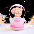 Pink LinaBell musical crystal ball with strawberry base and cherry blossom accents - 2440 Pink Base / Medium 80# LED Light+Music