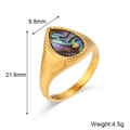 Golden ring with water-drop abalone shell and rhinestone, 9.8mm top width, 4.5g weight - US 6 / Micro Inlaid Teardrop Seal Ring - Abalone Shell