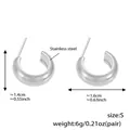 Polished stainless steel C-shaped small hoop earrings in elegant silver finish - Steel Color Style Size S (F1118)