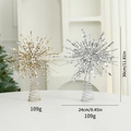 Champagne gold and silver glitter star tree toppers with spring base in 30cm height - Explosion Star Champagne Gold + Silver Set