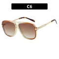 Fashionable square aviator sunglasses with gradient brown lenses and gold metal temples - Transparent Tea Gradient Lens