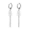Silver punk style skull chain earrings in stainless steel with a polished finish - Style 16 Silver Single