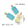 Pendaglio a croce in rame placcato oro 18K con opale blu e zirconi incastonati - Stile B-Opale Blu