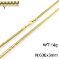 3mm gold snake chain necklace with lobster clasp, 60cm length minimalist stainless steel link - Gold 3mmx600mm(KN203788-Z)