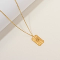 Detailed macro view of 18K gold plated rectangular pendant with sunburst texture - Gold-Sunburst Texture Square Pendant