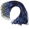 Bulk set of blue woven lanyards with silver metal lobster claws for badges - Morandi Blue