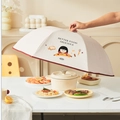 Couvercle alimentaire isolant pliable beige avec joint à ventouse et motif - Diamètre 80cm / Rond/Fille de Dessin Animé