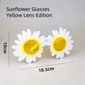 Creative sunflower party glasses with white petals and yellow lenses, size 18.5x10cm - Daisy Shape Yellow Lens Glasses