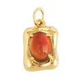 Golden micro-pave copper pendant with oval orange zircon and hammered texture detail - L229117-Orange Gold