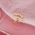 Anillo antiestrés dorado con cuatro cuentas móviles y diseño abierto retorcido - Estilo de Deslizamiento Completo de Cuatro Cuentas Torsadas (NJ247) / Dorado