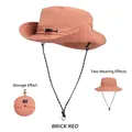 Chapeau de soleil pliable brique rouge imperméable avec mentonnière et sac de rangement - Taille Unique (54-58cm) / Rouge Brique