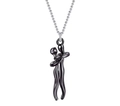 Minimalist black polished hugging couple pendant necklace with a sleek silver chain - Small 3cm / Black