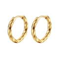 Par de pendientes de aro de cuerda retorcida en acero inoxidable dorado pulido - 2.5*12 Trenzado / Dorado