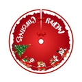 Falda de árbol de Navidad roja con estampado de tren y borde festoneado blanco - Estilo Tren de Navidad Rojo (Falda de Árbol 005)
