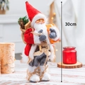 30cm Santa Claus figurine in classic red outfit with burlap gift bag for Christmas decor - Style E (30cm)