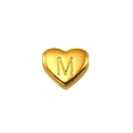 Golden heart-shaped titanium steel bead with engraved letter M for jewelry making - Letter M Style (S-P143-M)