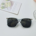 Fashionable oversized transparent grey sunglasses with gold chain trim and dark lenses - Smoke Gray