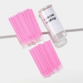 Roze wegwerp microbrushes voor wimperverlenging in een transparante koker - 100 Stuks/Fles / Roze Met Fles