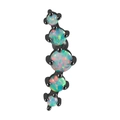 Black steel curved piercing bar featuring five gradient fire opals in a claw setting - 1.2*6*3mm / Black - Light Blue Opal