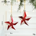 Red and white striped star-shaped Christmas ornaments with glitter, size 9x9.5cm - Star (Set of 2)