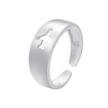 Adjustable silver ring with hollow airplane pattern cutout on polished metal surface - White Gold Hollow Airplane