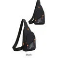 Schwarze Herren-Brusttasche mit orangefarbenen Akzenten und dezentem Camouflage-Muster - Schwarz