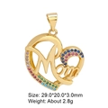 Golden heart pendant with Mom inscription and colorful zircons for jewelry making - Gold Mom Heart Style