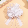 Makroaufnahme einer weißen Organzaschleife mit Streifentextur für Hochzeit Autodekoration - 30# (Blütenbreite 10 cm, Höhe 15 cm) / Weiß