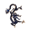 Spilla vintage a forma di drago in smalto blu navy e finitura dorata per abiti - Blu Scuro/Bordo Oro