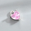 Pink heart-shaped gem pendant in silver setting for DIY earrings jewelry making - Heart Pink Zircon (Accessory 038-2#)
