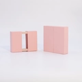 Pink PE film suspension display box for jewelry with square drawer storage design - Pink Floating Box + Double Drawer Box; 110*110*20mm