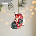 Retro resin elk Christmas stocking ornament with snowflake detail and hanging string - Red Green Sock Reindeer