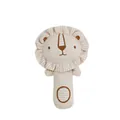 Plush lion baby rattle made of organic cotton with stripes for tactile sensory play - Lion Style Organic Cotton Hand Rattle Stick