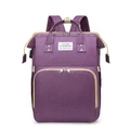 Multifunctional purple diaper backpack with folding bed design and sunshine slogan - Purple Upgrade USB+Sunshade