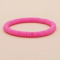 Boheems roze polymeerklei schijfkralen armband met elastisch koord voor dames en meisjes - rozenroze